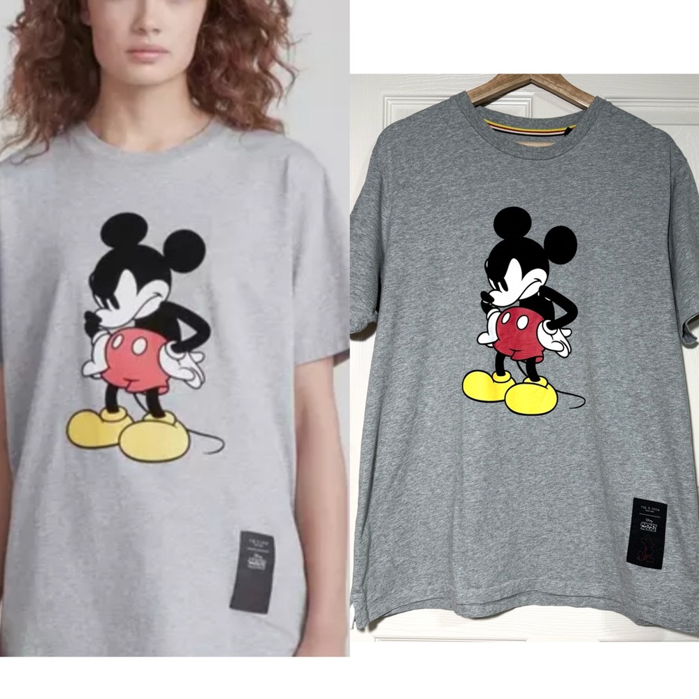 RAG & BONE x DISNEY MICKEY MOUSE 'Determined Mickey' Tee Shirt Size L Unisex - Picture 2 of 12